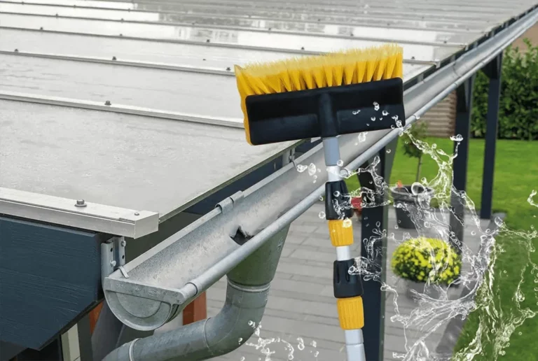 Glasdach reinigen mit Waschbürste